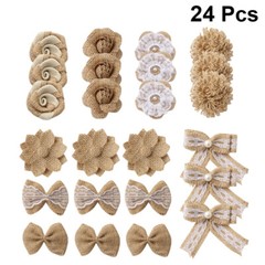 24PCS making burlap flowers flower brooch craft in 1 Set Small flowers for
