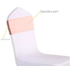 rose gold sequin chair bands + rose gold table runners wedding party decoration