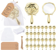 36 Mini Rose Compact Mirrors with Gift Bags & Tags for Quinceanera Favors