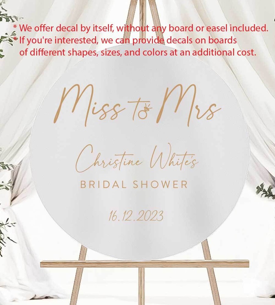 Miss to Mrs Bride to be Wedding Sign Sticker Decal Bridal Shower Party