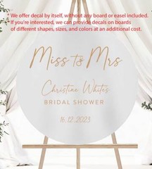 Miss to Mrs Bride to be Wedding Sign Sticker Decal Bridal Shower Party