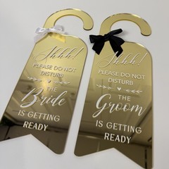 Please Do Not Disturb Wedding Signs His & Hers Studio Door Hanger Bride Groom