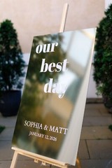 Wedding Welcome Sign – Gold Mirror Customized Sign – Wedding Reception Signage
