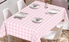 2 Pcs Pink Gingham Tablecloth, Disposable Plastic Pink Checkered Table Cloth,