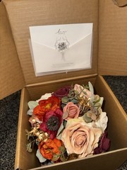Ling’s Moment 9in Artificial Wedding Bouquet Terracotta Burgundy White Reusable