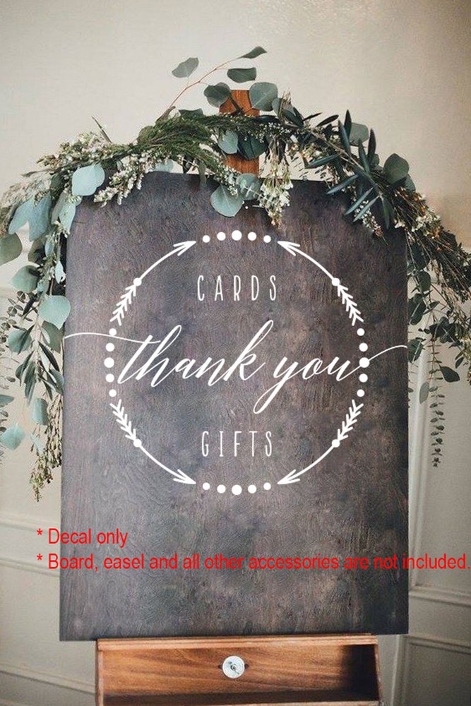 Wedding Cards & Gifts Thank you Sign Sticker Wreath Decal Simple & Elegance