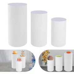 3pcs Pedestal Stand White Pedestal Display Stand Cylinder Pedestal Stand Set