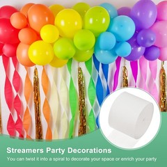 6-Rolls 492ft Crepe Paper Streamer for DIY [Beige-1.8 Inch x 82 Ft/Roll]