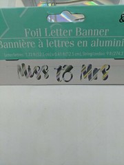 Silver Foil Letter Banner “Miss To Mrs” Bachelorette 1.75″x.41 letters/ 9ft cord