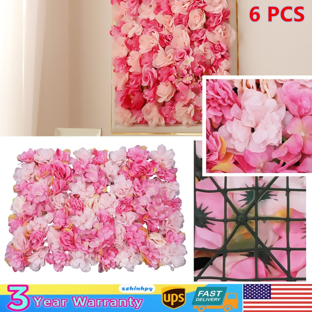 Floral Backdrop Wedding Party Decor 6pcs Artificial Flower Wall Panels 60*40cm