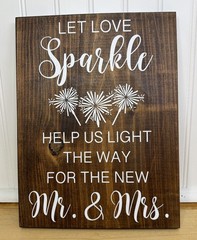Let Love Sparkle Rustic Wooden Wedding Send Off Sign Mr & Mrs Decor