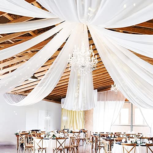6 Panels White Ceiling Drapes for Wedding Party Decor 5ft x 20ft Wedding Arch