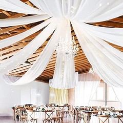 6 Panels White Ceiling Drapes for Wedding Party Decor 5ft x 20ft Wedding Arch