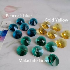 140pcs DIY 3color Octagonal Crystal Glass Beads 14mm 2holes Chandelier Part