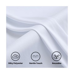50FTx12FT White Wrinkle-Free Wedding Backdrop Curtain -Silky Washable White P…
