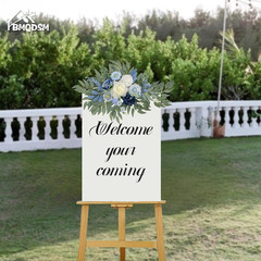 Blue Wedding Arch Flowers with Drapes – Set of 3 Decorative Arrangements