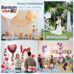 Wedding Arch Backdrop Stand, 6FT, 5FT, 4FT Set of 3 Metal Gold Balloon Arch Kit