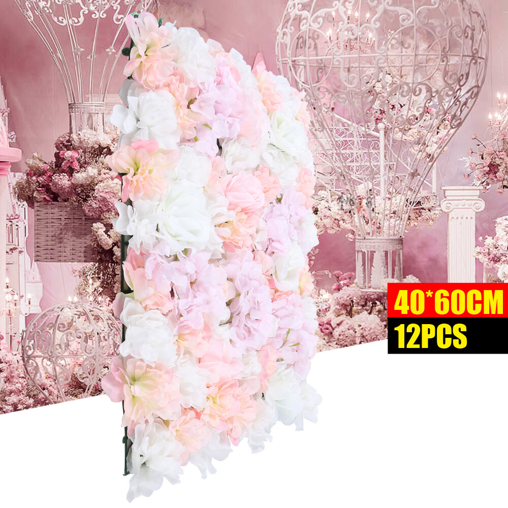 12* Artificial Flower Wall Panel Hydrangea Rose Photo Wall Wedding Home Decor