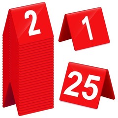 Tuanse Table Numbers 1-25 Acrylic Double 2.5 x 2.17 x 2 inches, Red, White