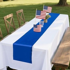 12 Pcs Patriotic Color Satin Silk Table Runners, American Red Red white blue