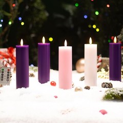 Pillar Advent Candles Set of 5, Battery Operated Advent Candle Set with Remot…
