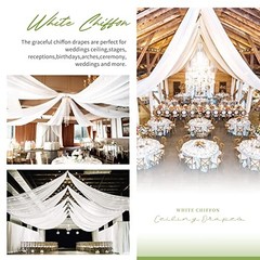 6 Panels White Ceiling Drapes for Wedding Party Decor 5ft x 20ft Wedding Arch