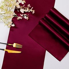Pack Satin Table Runner 12 x 108 Inch, Smooth Table Runners for 24 Burgundy