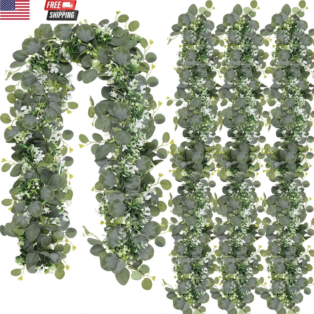 Artificial Eucalyptus Garland, 6 ft Faux Silk Eucalyptus Leaves Vines Handmade G