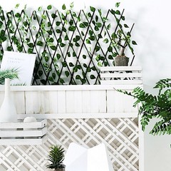 Green 17x 95″ Expandable Lattice Fence Wood Backdrop Panel Silk Ivy Leaves Party