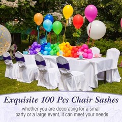 100 Pcs Spandex Chair Sashes Bows Bands Slider Sashes for Chair Deep Purple