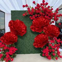 Giant Red Velvet Flower Set – 6 Pcs for Derby, Weddings & Parties Decor