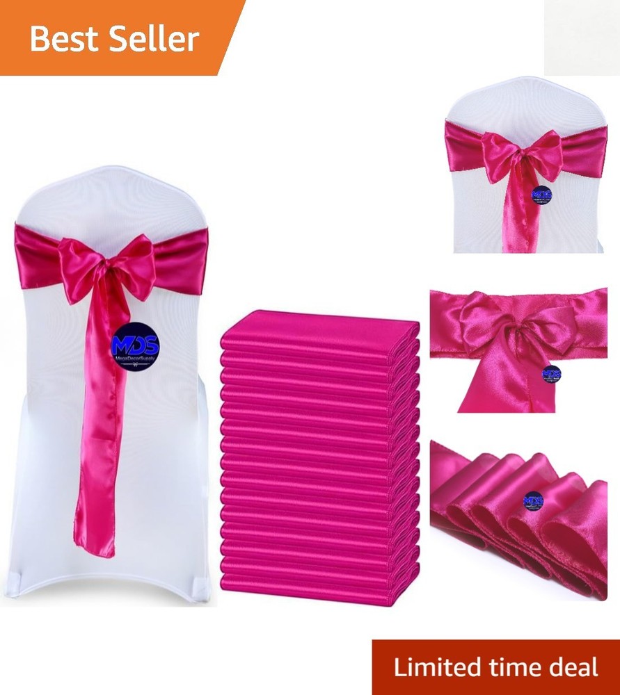 Magenta Satin Chair Bows 10 PCS – Reusable Sashes for Weddings & Celebrations
