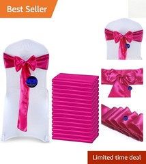 Magenta Satin Chair Bows 10 PCS – Reusable Sashes for Weddings & Celebrations
