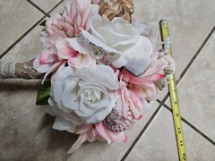 Handmade Coastal Seashell Bridal Bouquet Pink White Beach Wedding Pearl Starfish