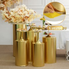 1pcs Gold Cover For Cake Display Stand Round Plinth Cylinder Pedestal Wedding