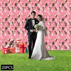 Set Of 20 Dark Pink Artificial Flower Wall Panels 60 × 40 cm Backdrop