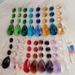 12pcs 38mm Mesh Drop Crystal Prisms Pendants Octagonal Bead Gold Ring SunCatcher
