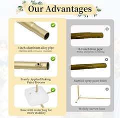 Wedding Arch Stand Gold Metal 7.2FT Chiara Arched Frame for Birthday Party Baby