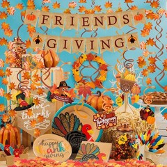 FRIENDSGIVING Burlap Banner Paper Triangular Bunting Maple leaf Garland Plast…