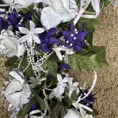 Artist Crafted Beautiful Wedding Bouquet Pd. $525.00- White Roses Purple Flowers