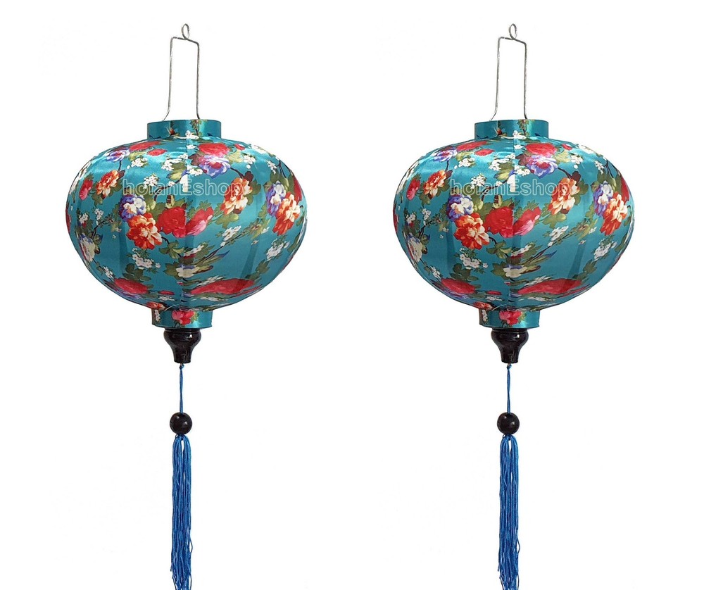 Set 2 Vietnam bamboo silk lanterns Flower fabric Wedding Lanterns – Buyer color