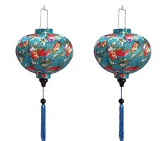 Set 2 Vietnam bamboo silk lanterns Flower fabric Wedding Lanterns – Buyer color