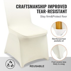VEVOR 50PCS Beige Stretch Spandex Folding Chair Covers for Wedding Party Dining