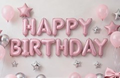Pink Happy Birthday Banner Balloon Aluminum Foil 16 Inch Letter,Bright Pink 1…