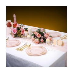 YOUBET 700PCS Pink Plastic Plates – Pink and Gold Plates – Luxury Pinks Plast…