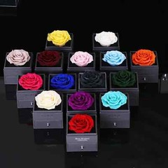 Exquisite eternal flower preserved in an acrylic jewelry box