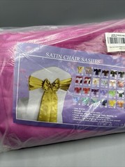 Satin Chair Sash Bow Band Tie 50Pcs For Wedding Reception Hot Pink