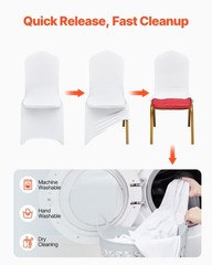 VEVOR 100PCS White Stretch Spandex Folding Chair Covers for Wedding Party Dining