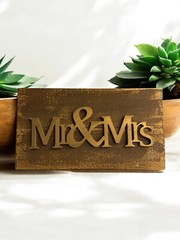 Mr. and Mrs. Sign Wood Letter Wedding Signs for Table Photo Props Decor Gold