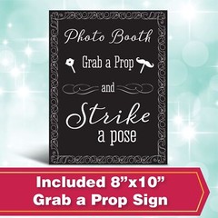 Wedding Photo Booth Props – 41-pc Wedding Props with 8 x 10-Inch Sign, 45 Glu…